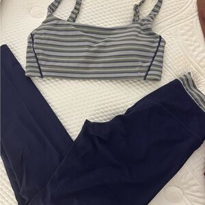 Vitality Cloud II Oxford stripe Top and Leggings Set- Medium